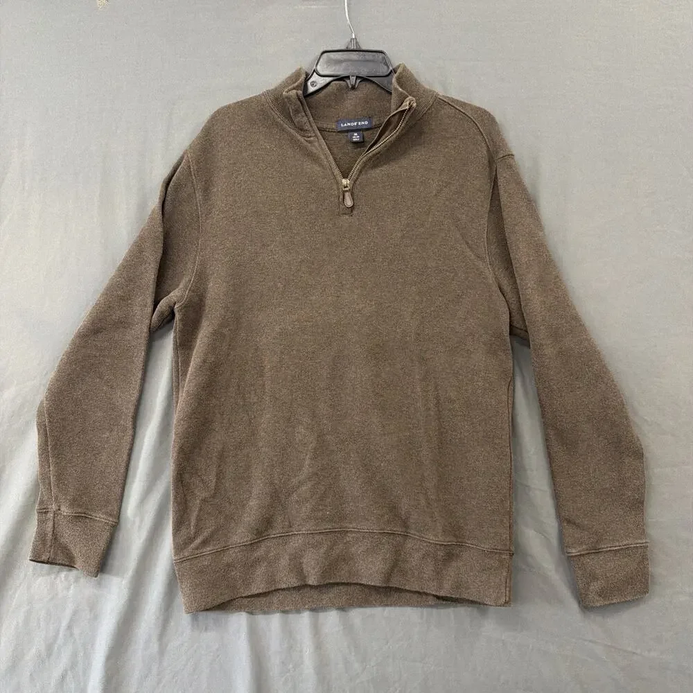 Lands End Men’s Sweater Quarter Zip Size M Baumwoole